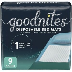 GoodNites Underpads, 2.4 X 2.8 Feet, Super Absorbent Core, Disposable, 9 Count